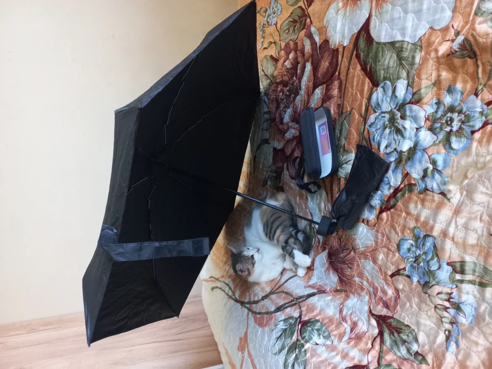 Зонт хлибкий,ветер подует-  выгнеться метал. А так маленький, компактный, и чихол есть.